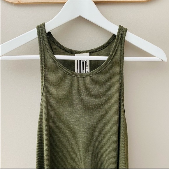 Free People Long Beach Ribbed Knit Slub Tank Green - Picture 7 of 9